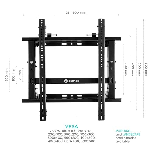 ONKRON Video Wall Mount 50-70 Inch, max 110 lbs, max VESA 600x600, Black