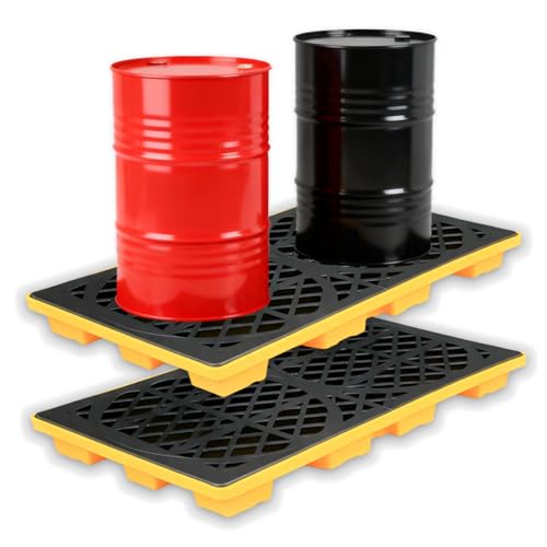 2Pcs 2-Drum Modular Platform Spill Containment Trays,48x24x4 Inch