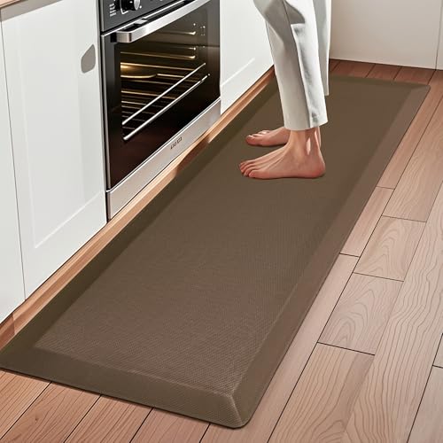 Tyrot Extra Thick Anti Fatigue Mat for Kitchen Floor, 20x48, Brown - color: Brown, size: 48"L x 20"W x 0.9"Th