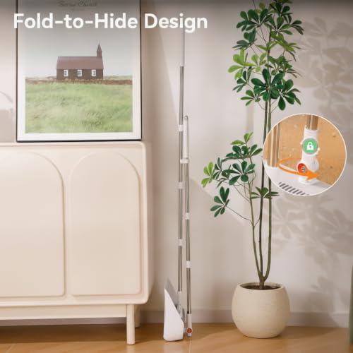 MOPALL Broom with Dustpan Combo Set Collapsible Standing Inc 2 Broom Heads - color: White