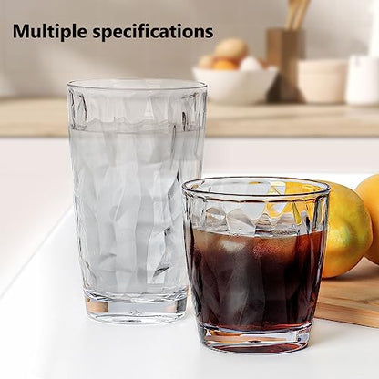 Topsky Reusable Plastic Cups, Shatter Proof Drinking Glasses, Unbreakable Tumblers for Home, Picnic, Party - Dishwasher Safe, Stackable | 10-oz, 16-oz - color: Clear 8pcs.
