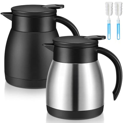Norme 2 Pcs Thermal Coffee Carafe Creamer, Black, Silver, 17 oz - color: Black, Silver, size: 17 oz