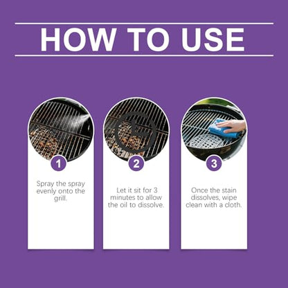 2Pcs Fast Acting Heavy Duty Grill Degreaser Spray, Heavy Duty BBQ Grill Degreaser, Outdoor Grills Cleaner, For Kitchen Grates and Racks