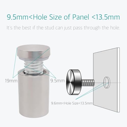 Lantee 12 Pcs Stainless Steel Standoff Screws, 19 x 70mm (3/4 x 2.75 in) Large Diameter Wall Spacers for Acrylic and Glass Sign Mounting - color: Silver, size: 3/4" x 2-3/4" / 19 x 70mm