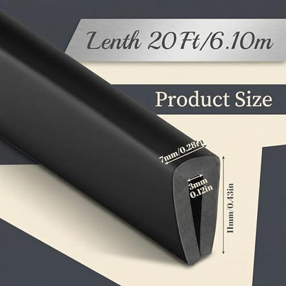 Kingdder 1/8" U Channel Rubber Edge Trim, 1/8" U ，20 Feet Long, Black - color: Black, size: 1/8" U, 20 Feet Long, Black