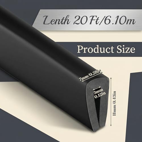 Kingdder 1/8" U Channel Rubber Edge Trim, 1/8" U ，20 Feet Long, Black - color: Black, size: 1/8" U, 20 Feet Long, Black