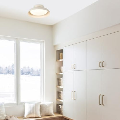 Dimmable LED Ceiling Light, Brass Accent, 15.7 inch Semi Flush Mount - color: Cream
