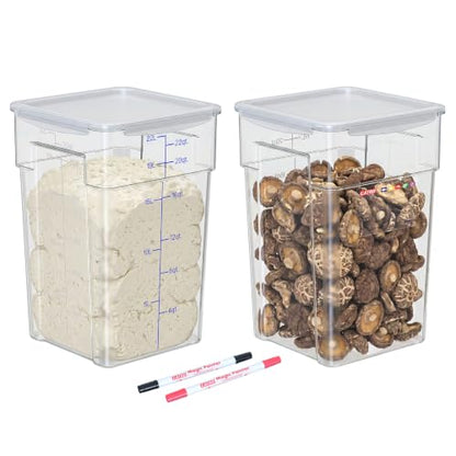 2 Pack 22 QT Commercial Airtight Food Storage Containers, Clear Food Storage Container, Stackable Bulk Ingredient Containers for Flour, Sugar, Rice, Grains, Pet Food and Food Service Storage - size: 2 X 22.0(QT)