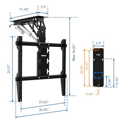 Mount-It! Motorized Ceiling TV Mount – Silent Electric Flip Down TV Mount for 50’’-90’’ Screens, Retractable Drop Down Design, RF Remote, VESA Compatible, 88 lbs Capacity, Black - color: Black