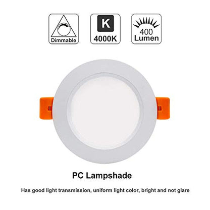 3 Inch LED Recessed Lighting, Dimmable Downlight 5W(40W Halogen Equivalent), CRI80, 4000K Natural White, Ceiling Light with LED Driver(10 Pack) - color: 4000k (Natural White), size: White-3Inch-10Pack