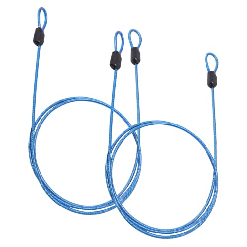 Cable Lock Double Loops 3.3Ft Long Blue Security Cables, Bike Locks Cables 2.5mm Braided Steel Coated Safety Cable Wire Rope for Luggage, Outdoor, Clothesline (2 Pack) - color: Blue, size: 3.3Ft (2 Pack)