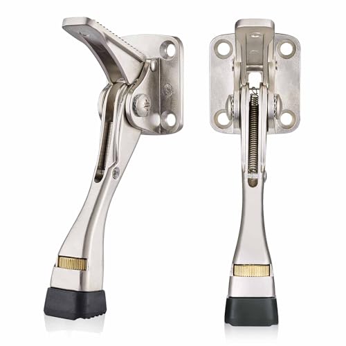 4 inch Kickdown Door Stopper for Bottom of Door, 2Pack Satin Nickel