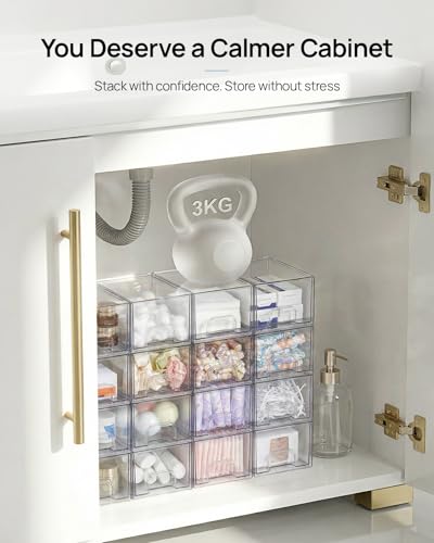 Vtopmart 12 Pack Small Clear Stackable Storage Drawers - style: Small-12pack-Clear
