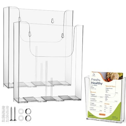 Cabilock 2 pack Clear Acrylic Wall File Holder Wall Mounted Brochure Magazine Organizer File Organizer Mount for Office Mall Exhibition Hotel A4 9.88 X 8.85 X 1.65 in - color: 2PCS