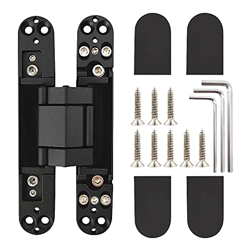 Invisible Hinges Concealed Door Hinge Heavy Duty Hidden Hinge 3-D Adjustable - Black -1 Pair - color: 6"_Black_2 Pack