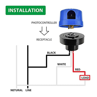 3 Pack Photocell for Outdoor Light,Auto On Off Photo Sensor Switch with Twist Lock,Dusk to Dawn Photoelectric Light Control for LED Street/Barn Light Parking Lot Light Area Light, Blue - size: 3 Pack