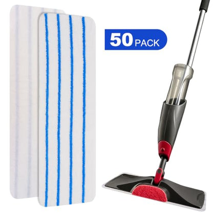 Replacement Disposable Mop Pad for Rubbermaid Reveal Spray Mop - 30 Pack Wet & Dry Floor Cleaning Refills Fit for Any Reveal Flat Cleaning System 16.5" (50 Pack) - color: 16.5 Inch-50pack-blue&white-disposable