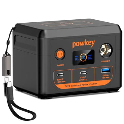 powkey 100W PD Laptop Rechargeable Power Station with USB-C Cable - color: Black Orange