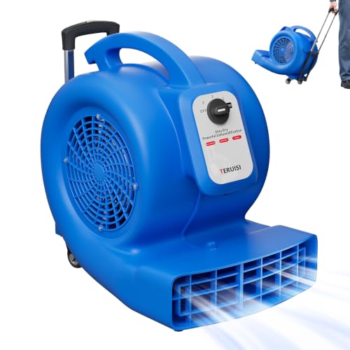 Air Mover Blower Fan, 1/2 HP Floor Dryer, 1800 CFM 3 Speed Adjustable Wide Angle Airflow, Swivel Wheels Telescopic Handle 7ft Cord, Carpet Floor Commercial Use