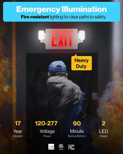 Sunco 4 Pack Red Exit Signs with LED Emergency Lights & Backup Battery - color: Red, size: 4 Pack