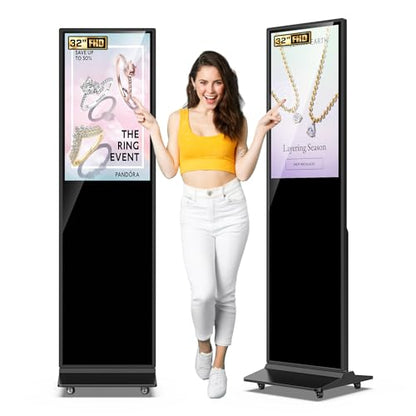 32/43/55/65 Inch Digital Signage Display, LCD Screen Advertising Display Kiosk Interactive Totem Floor Standing Auto AD Player with USB/HDMI/WiFi Android OS (32'' Touch Screen) - size: 32-Inch, style: Touch Kiosk