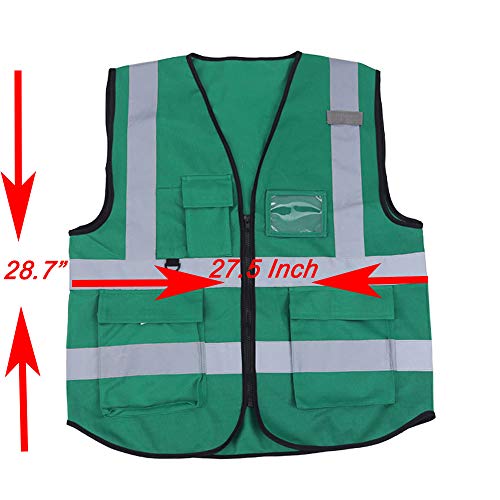zojo High Visibility Reflective Safety Vest with Multi Pockets 10 Pack Bulk - color: Green, size: 3X-Large