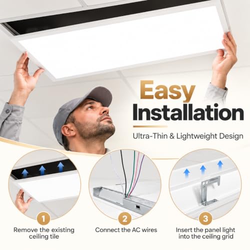 2x2 LED Flat Panel Light 4 Pack, 5200LM, 40W, Drop Ceiling Fixture - color: 2x2, size: 4 Pack