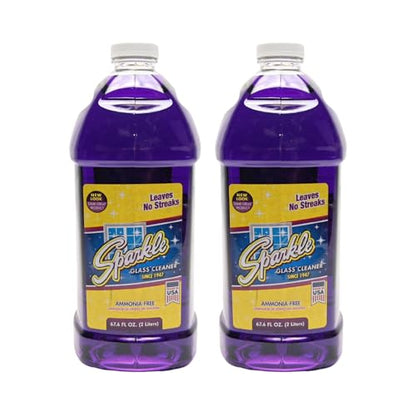 Sparkle Ammonia-Free Glass Cleaner Refill, Heavy Duty Streak-Free Window & Mirror Cleaner Spray, Original Formula, 2L Bottle (Pack of 2) - size: 67.6 Fl Oz (Pack of 2)