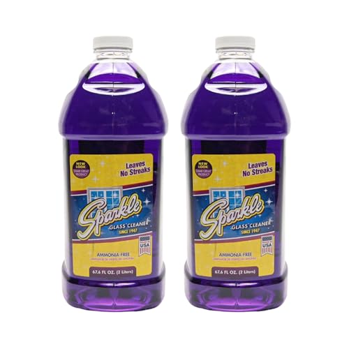 Sparkle Ammonia-Free Glass Cleaner Refill, Heavy Duty Streak-Free Window & Mirror Cleaner Spray, Original Formula, 2L Bottle (Pack of 2) - size: 67.6 Fl Oz (Pack of 2)