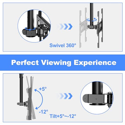 XINLEI Ceiling TV Mount Full Motion TV Bracket for Most 26 to 65 Inch Flat Curved TVs/Monitors, Swivel Tilt Height Adjustable Hanging Mount, Hold up to 100 Lbs, VESA 400x400mm MCA3 - size: 400x400mm VESA