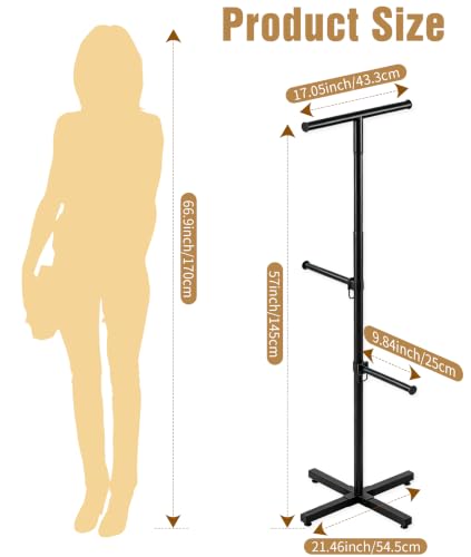 Shopping Bag Rack, 50–57" Adjustable Height Black Bag Rack Stand - color: Black
