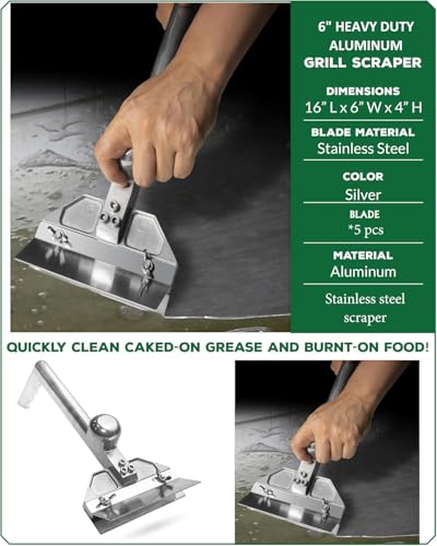 Grill Scraper Heavy Duty Griddle Scraper Set with Replacement Blades Flat Top Grill Accessories Griddle Cleaning Kit for Restaurants,Diners, Outdoor Grill Cleaning