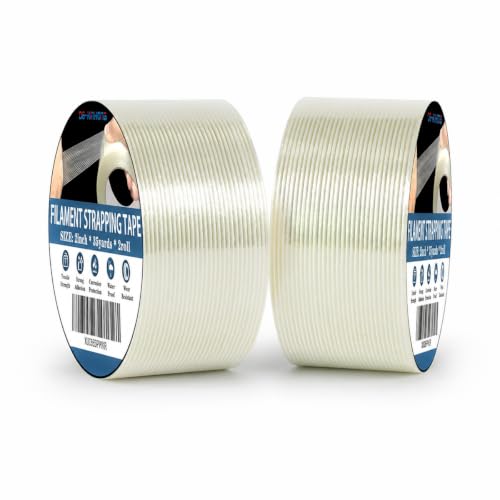 2 Rolls Filament Strapping Tape,2"×35 Yards - size: 2"×35 Yards×2rolls