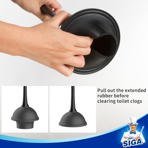 MR.SIGA Toilet Plunger and Bowl Brush Combo for Bathroom Cleaning, Black - color: Black