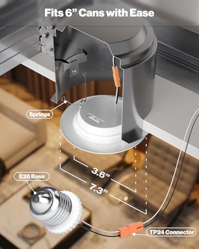 Sunco 100 Pack 6 Inch Retrofit LED Recessed Lights, 5CCT 15W=120W Dimmable - size: 100 Pack