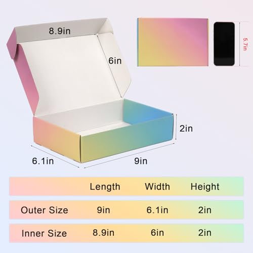 9x6x2 Shipping Boxes for Packaging, 45 Pack Colorful Corrugated Cardboard Mailer Boxes for Small Business, Shipping, Mailing - color: Colorful, size: 9x6x2"-45 Pack