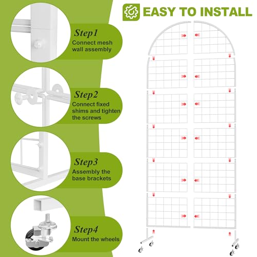 VGMiu Grid Wall Panel 2.6' x 5.8' FT Metal Grid Display Stand 1PCS White - color: White, size: 5.8 ft