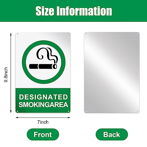 Therwen 4 Pack Designated Smoking Area Sign 7 x 10 Inch Aluminum Reflective Signs Outdoor Metal Signs for Yard Indoor Home Business, Rustproof UV Protected Weatherproof, Green, Black and White