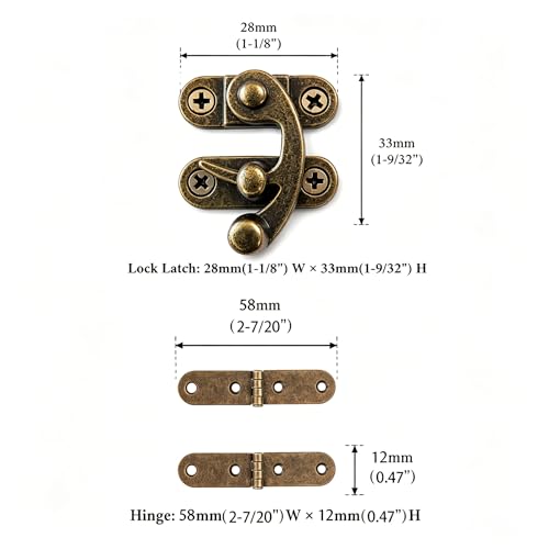 10 Sets Bronze Right Latch Hook Hasp & Hinges Kit with Matching Screws - color: Bronze