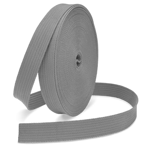 1 Inch Polypropylene Webbing Strap, 12 Yards Woven Webbing Straps for Backbag, DIY Crafting, Pet Collar, Outdoor Gear, Grey - color: Grey, size: 12 Yards