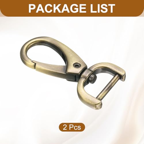 HARFINGTON 2Pcs Detachable Snap Hook Swivel Clasp 5/8" D Ring with Swivel Lobster Claw Clasps Hook for Purse Strap Keychain Bag DIY Craft, Brass - color: Brass, size: 5/8"