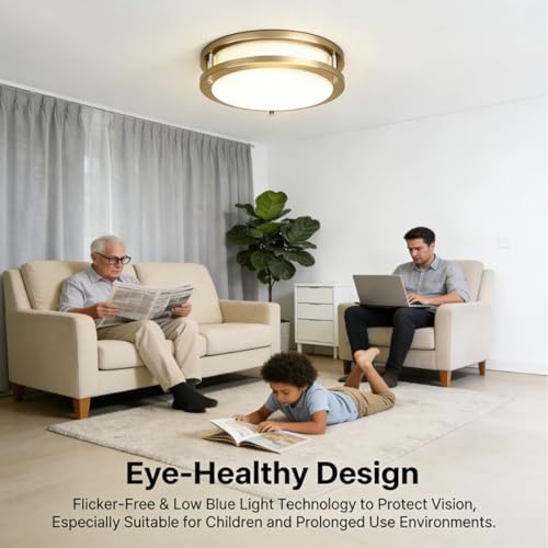Drosbey 42W Dimmable LED Ceiling Light Fixture, Flush Mount Light Fixture for Kitchen, Bathroom, Bedroom, Garage, 4200 Lumens, 500W Equivalent, Daylight 5000K, Brushed Nickel - color: Brush Nickel, size: 42W