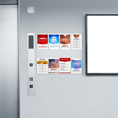 Weysat 4 Pcs Acrylic Brochure Pamphlet Holder Wall Mount, 8 Pockets - size: 8 Pockets