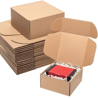 Wowxyz 8x8x4" Shipping Boxes 30 Pack Brown Corrugated Cardboard Mailer Box - size: 8x8x4"