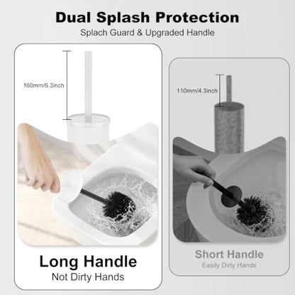 Metal Vertical Grain Toilet Bowl Brush and Holder Set Scrubber White - color: White