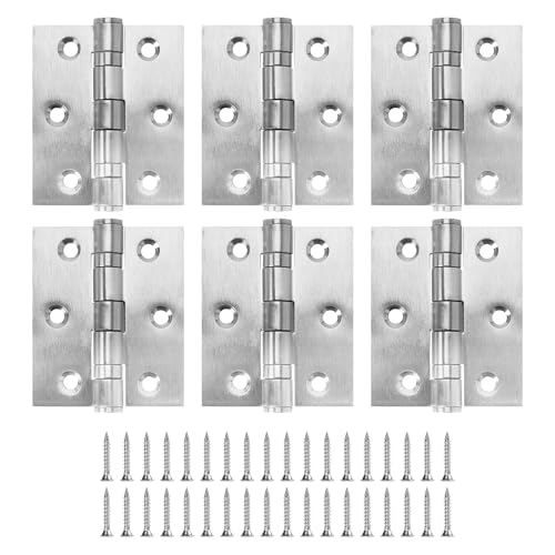 6 Pack Ball Bearing Door Hinges with Square Corners, 3 x 2.5 Inch Heavy Duty Stainless Steel Hinges with Screws for Exterior & Interior Doors, Brushed Nickel - color: Brushed Nickel, size: 3.0 inch X 2.5 inch