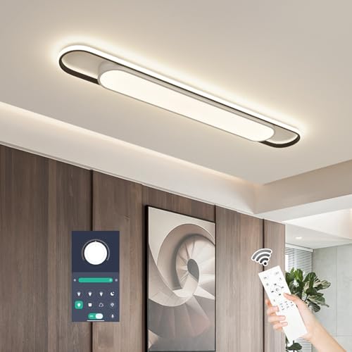 4Ft Smart Modern LED Ceiling Lights,65W High Brightness Linear Flush Mount Light Fixture,48" Dimmable Led Ceiling Lamp with Remote Control for Kitchen,Garage,Hallway,Laundry,Study Room. - color: Dimmable (3000K -6500K), size: 4 FT (48 Inch / 122cm)