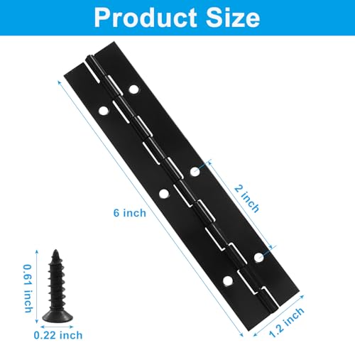2Pcs 6 Inch Heavy Duty Piano Hinges, Black - size: 6 Inch