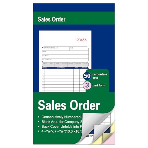 Sales Order Book, 3-Part Carbonless Paper, 4-3/16 x 7-3/16 Inches, 50 Sets - color: 1 Book-small-3 Part