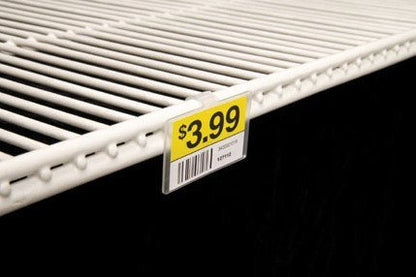 2.25" L x 1.25" H Plastic Cooler/Refrigerator UPC Label Holder Clip Organizer for Double Wire Fridge Shelf - 50 Pack